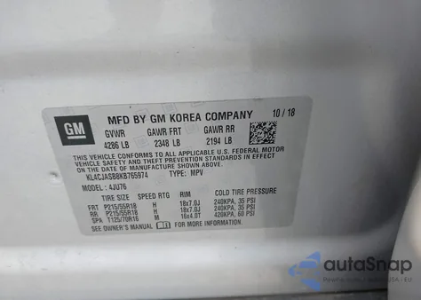 2019 Buick Encore Fwd Preferred из США, поврежденный, VIN KL4CJASB8KB765974